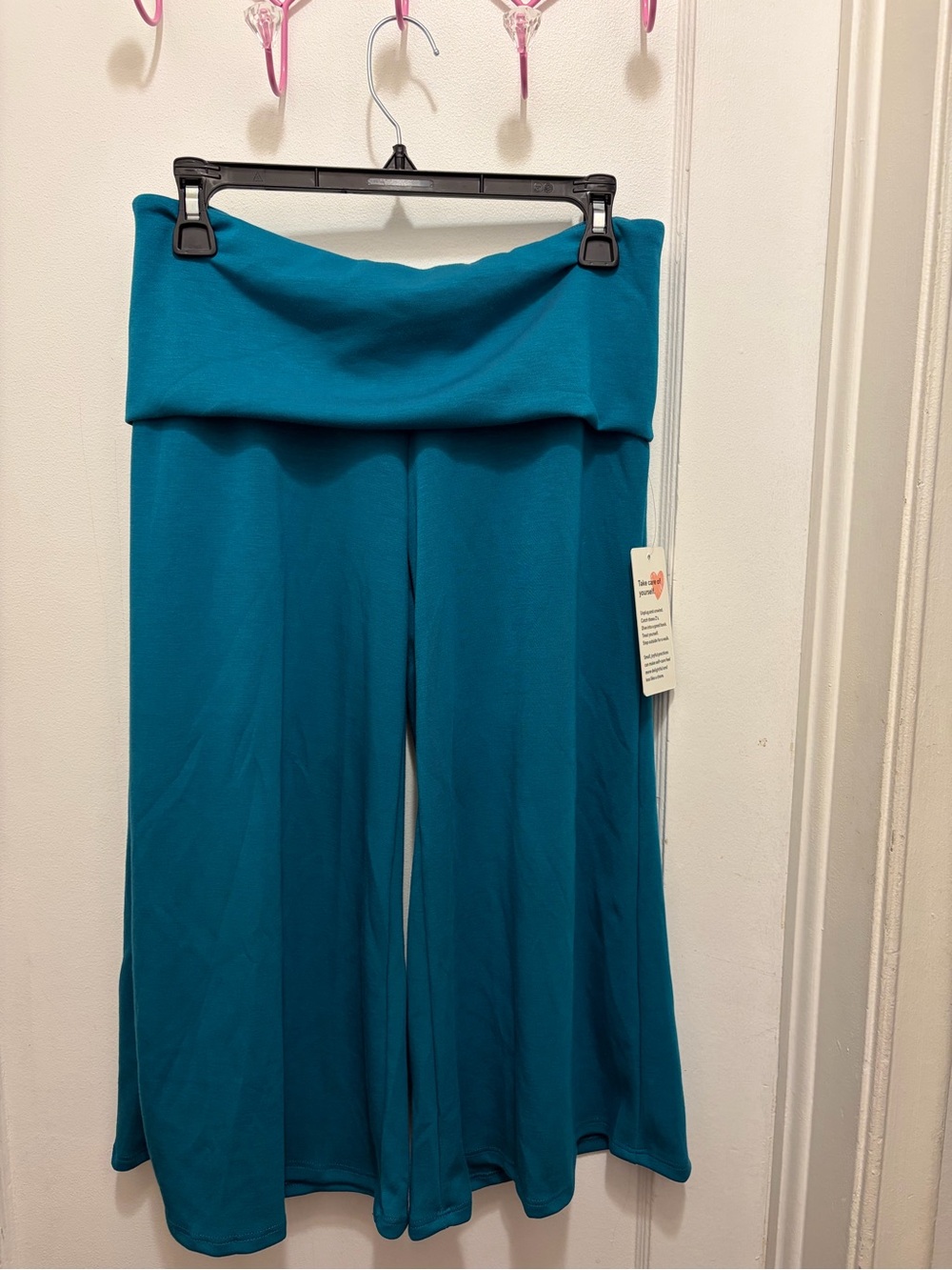 Good Days Project teal fold-over gaucho pants size medium